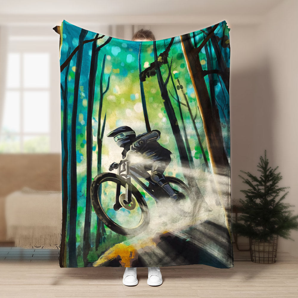 Mountain Biker BL070959F Sherpa Fleece Blanket