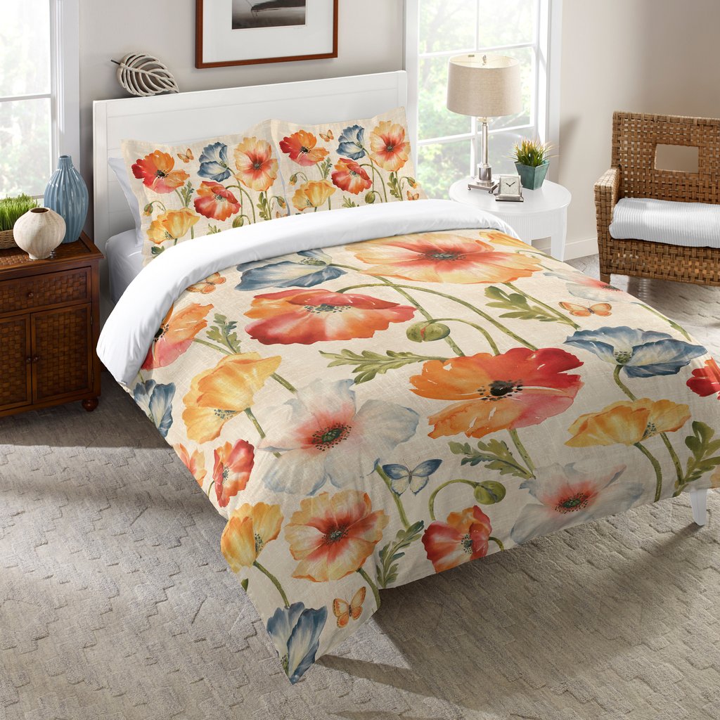 Multi Watercolor Poppies CLA2609139B Bedding Sets
