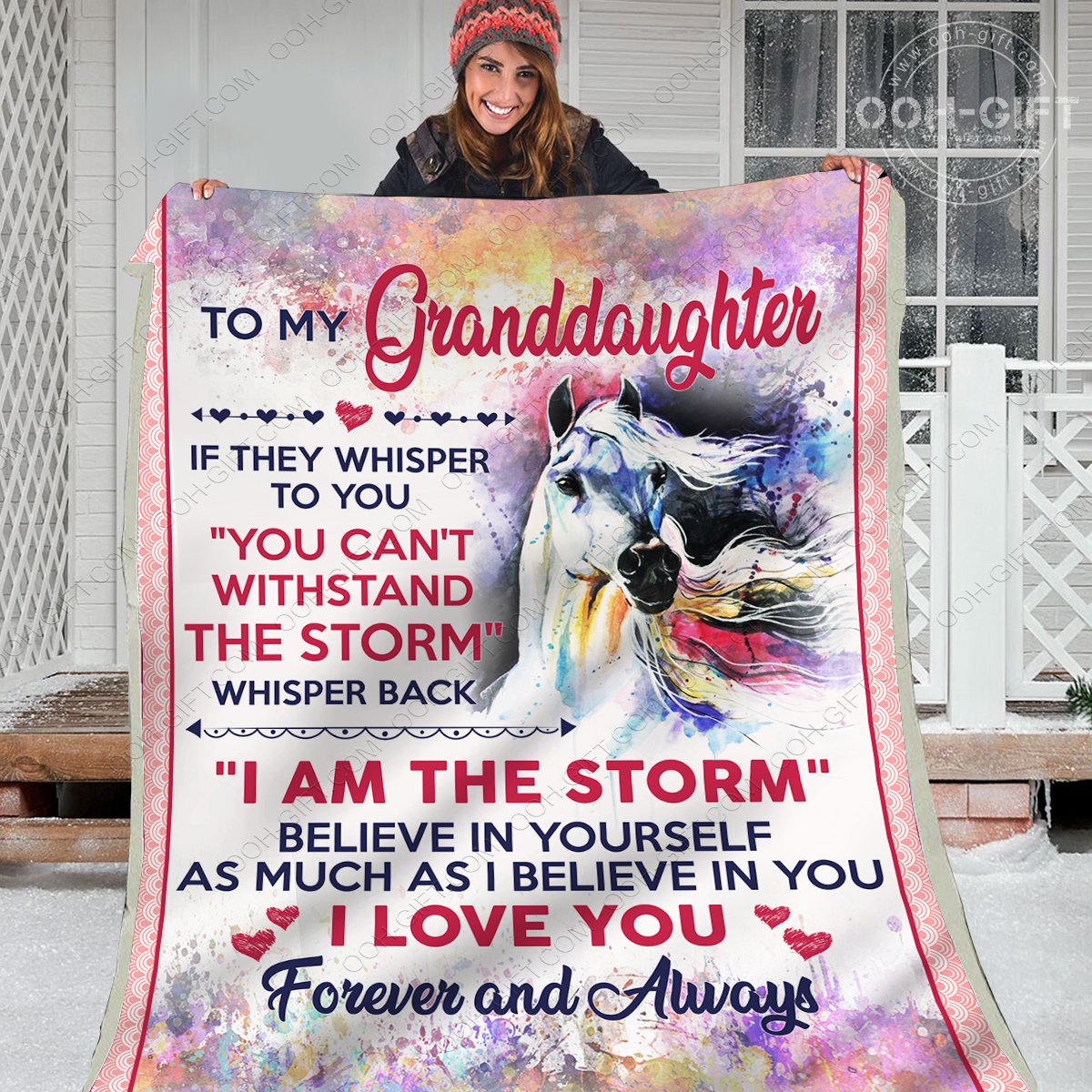 My Granddaughter Horse CL02111241MDF Sherpa Fleece Blanket