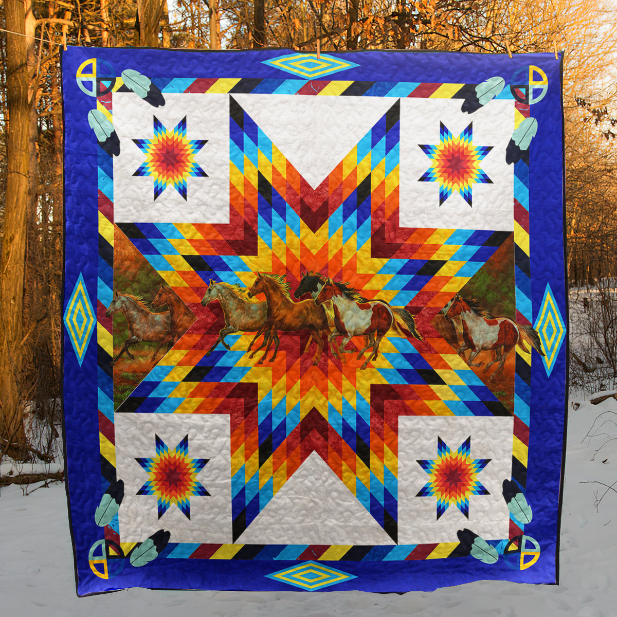 Native American Horse Quilt Blanket HN201002Y