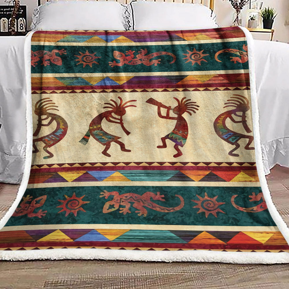 Native American Kokopelli DD1010214F Sherpa Fleece Blanket