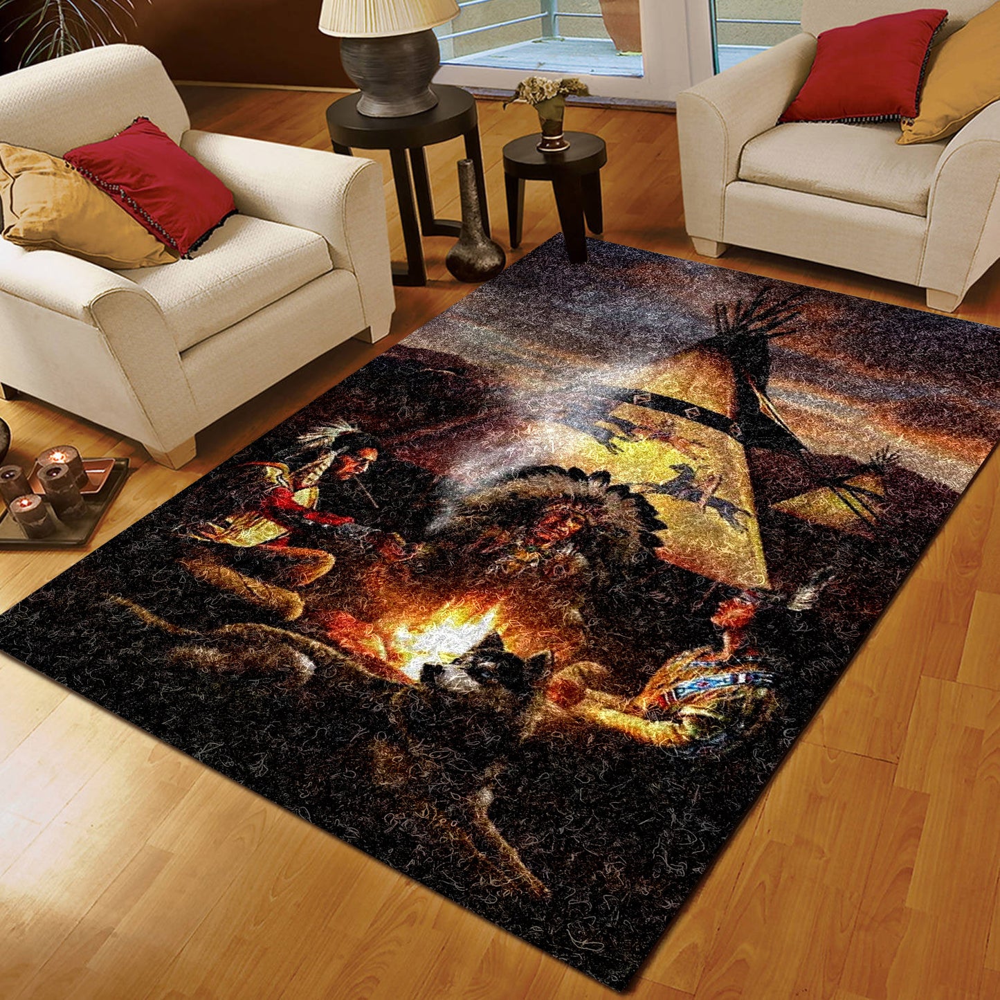 Native American Smoking Peace Pipe CLA1610107R Rug