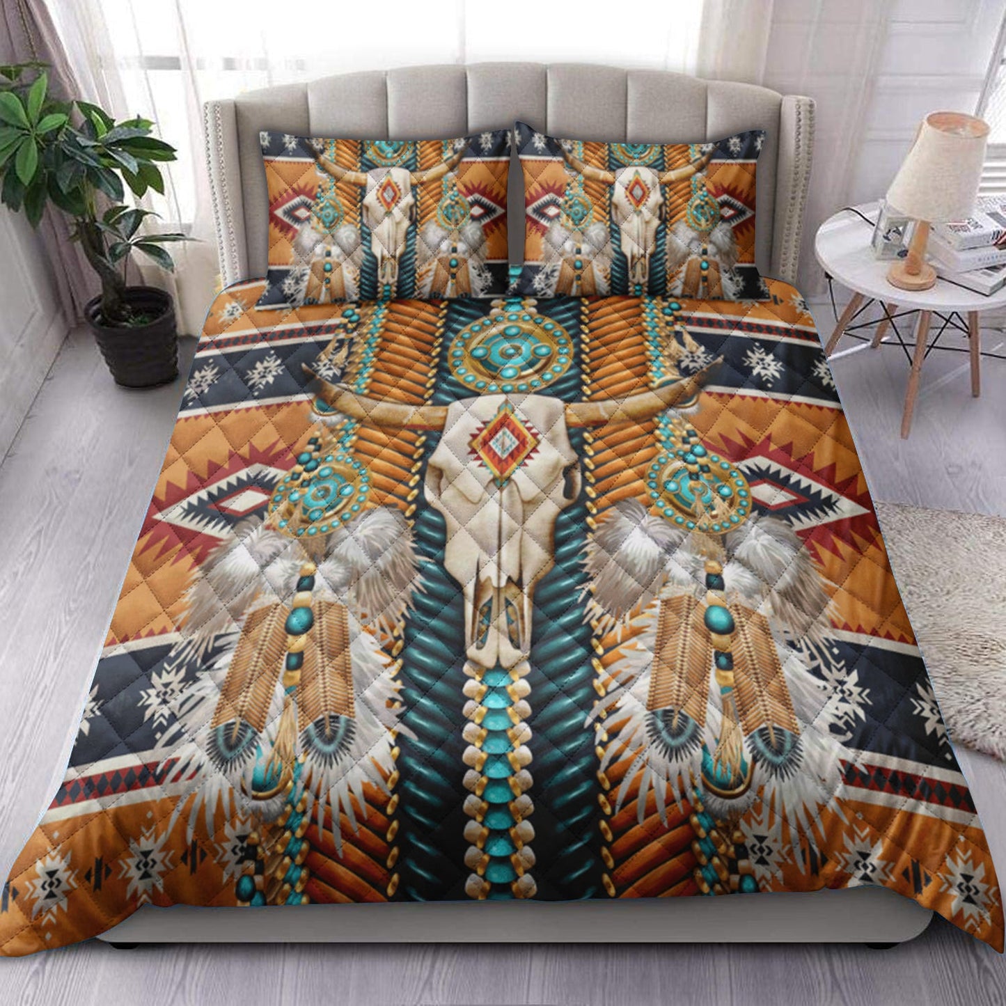 Native American Skull Quilt Bedding Set HM300905D