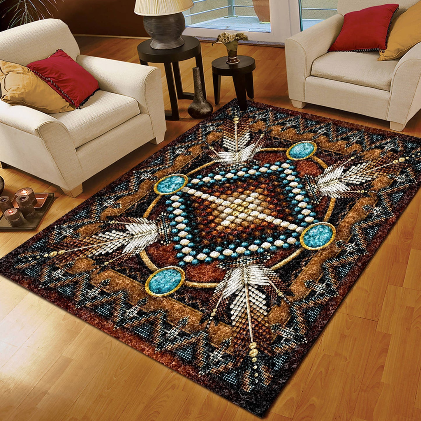 Naumaddic Arts Brown Native American Design CLA1610035R Rug