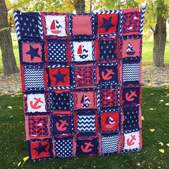 Nautical Anchor And Sailboat CLP1111287Q Quilt Blanket