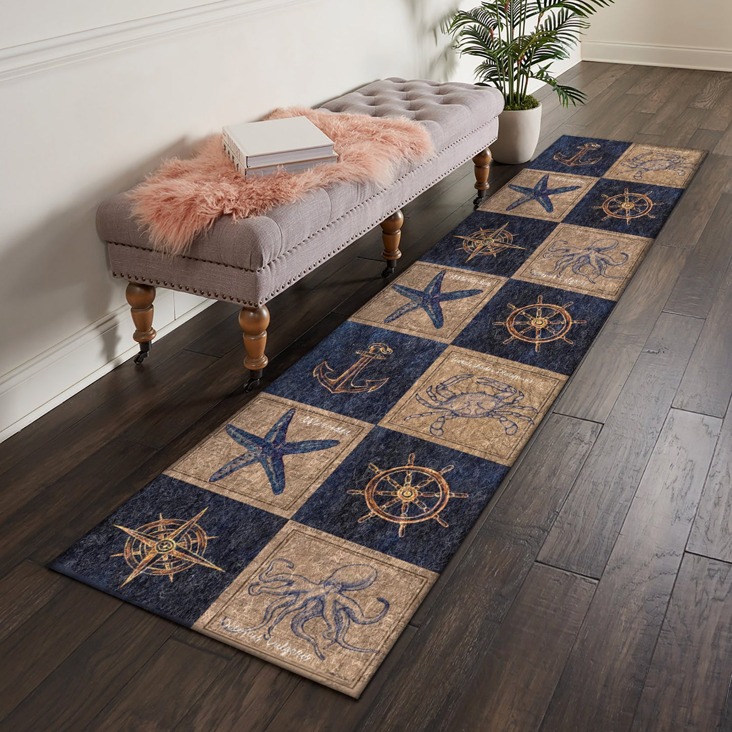 Nautical Burlap HM091023N Runner Rug