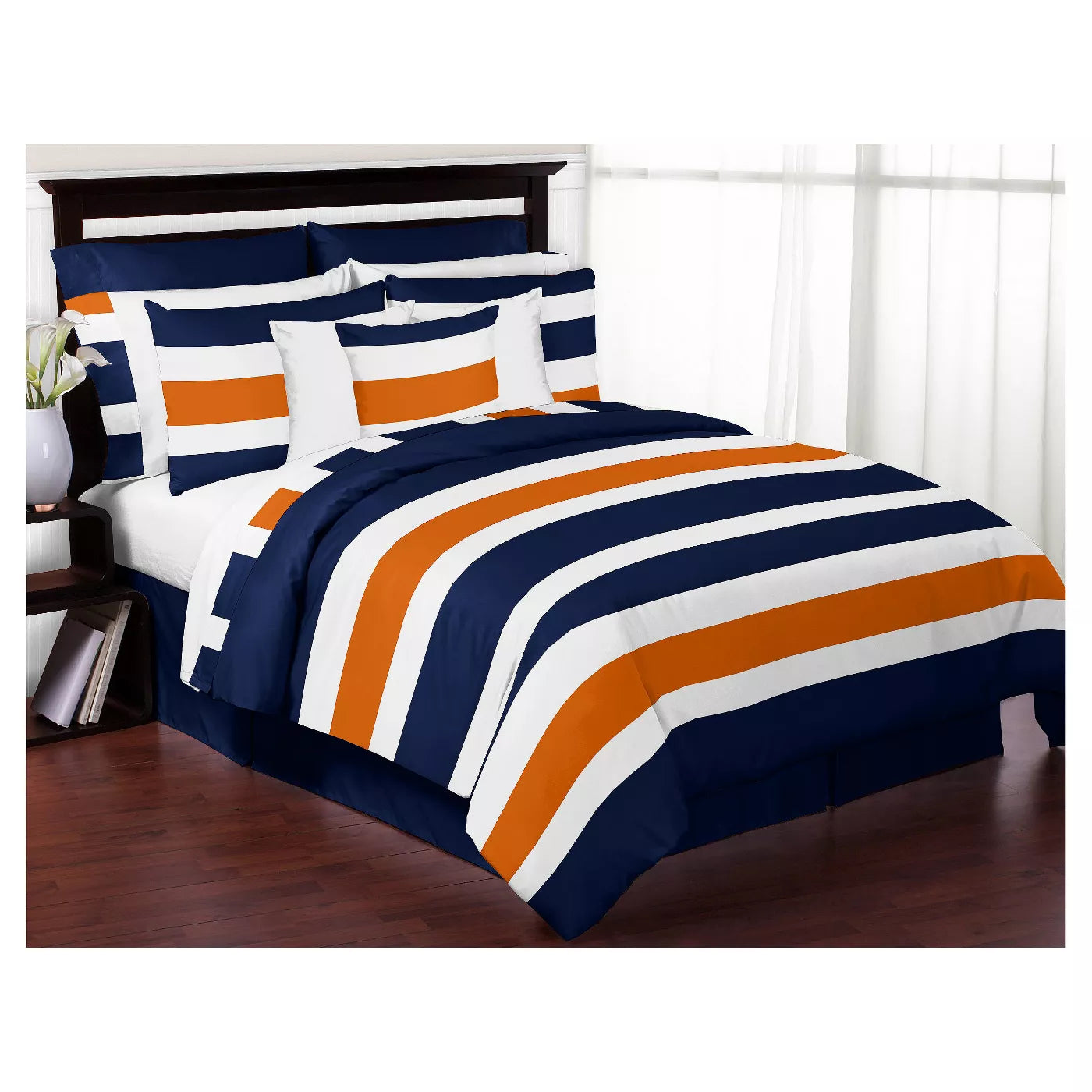 Navy Orange Stripe CLA2110373B Bedding Sets