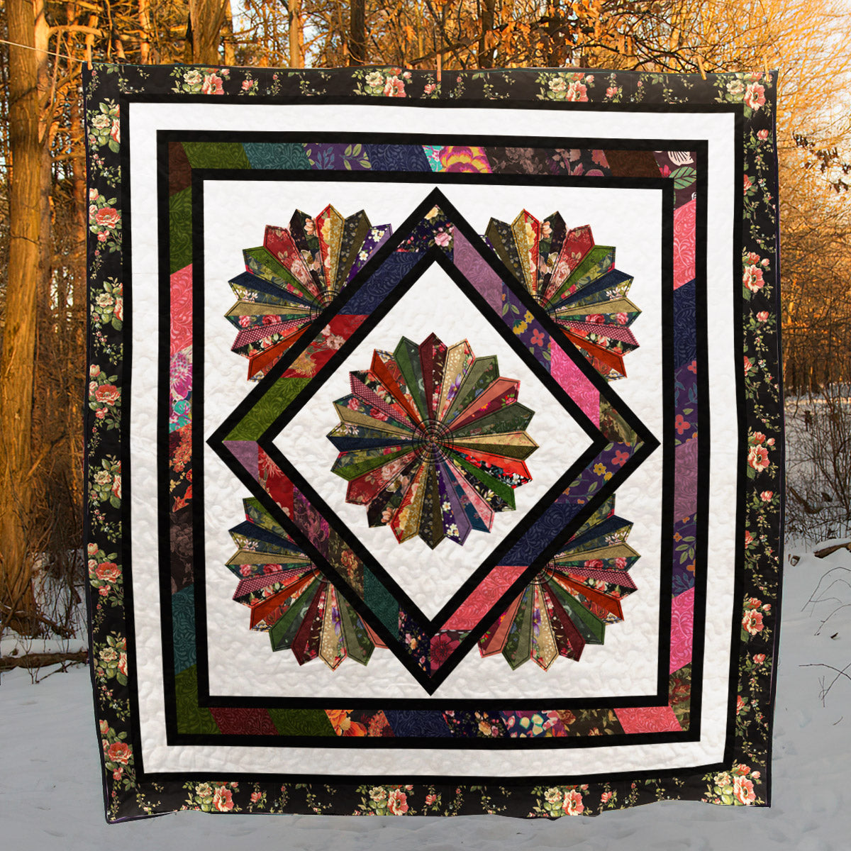 Neck Tie Flower CLA1010404Q Quilt Blanket