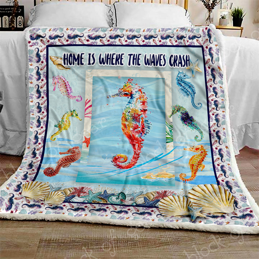 Ocean Seahorse CL301198MDF Sherpa Fleece Blanket