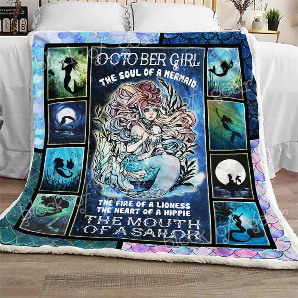 October Girl The Soul Of A Mermaid CL180983MDF Sherpa Fleece Blanket