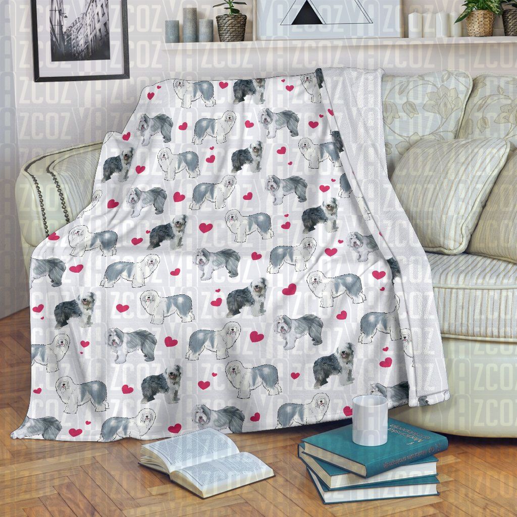 Old English Sheepdog Heart CL21110645MDF Sherpa Fleece Blanket