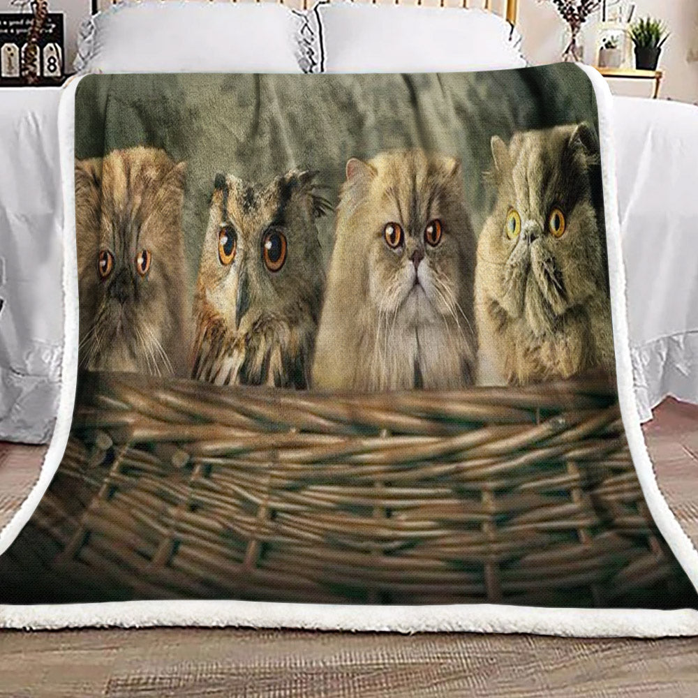 Owl And Cat HN0611146F Sherpa Fleece Blanket