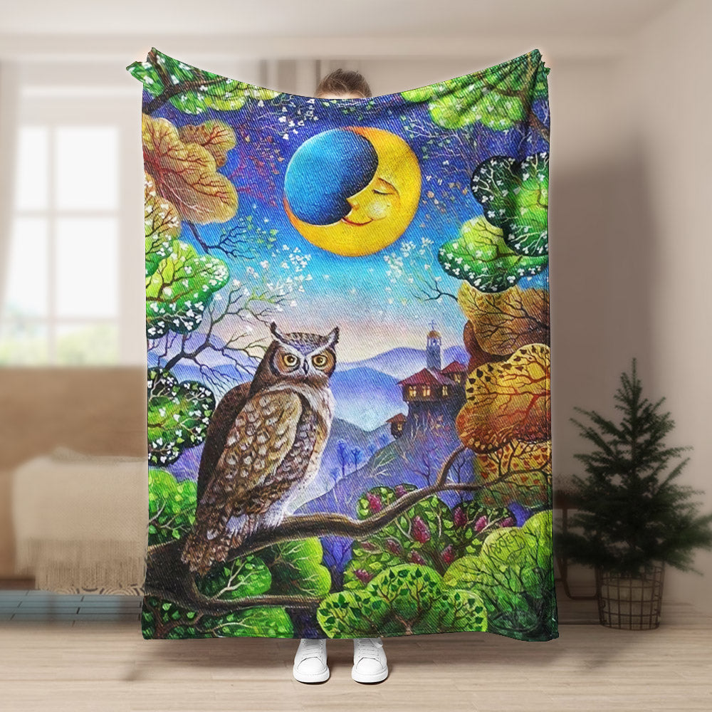 Owl BL0309072F Sherpa Fleece Blanket