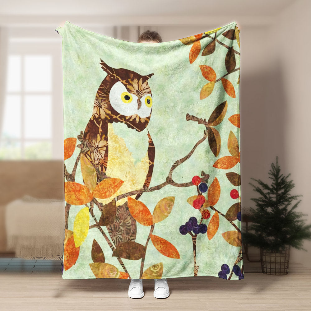 Owl BT171033F Sherpa Fleece Blanket