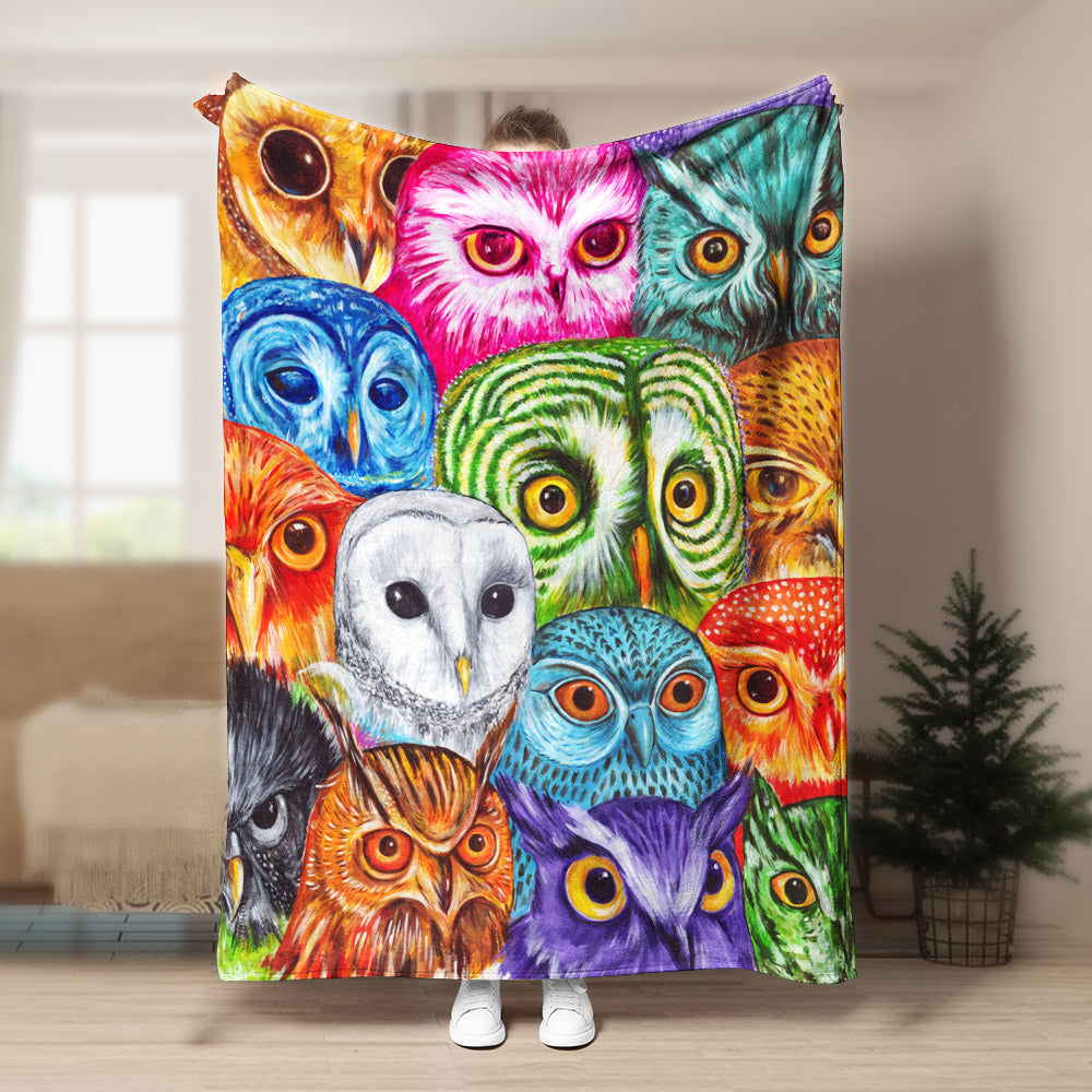 Owl DD190845F Sherpa Fleece Blanket