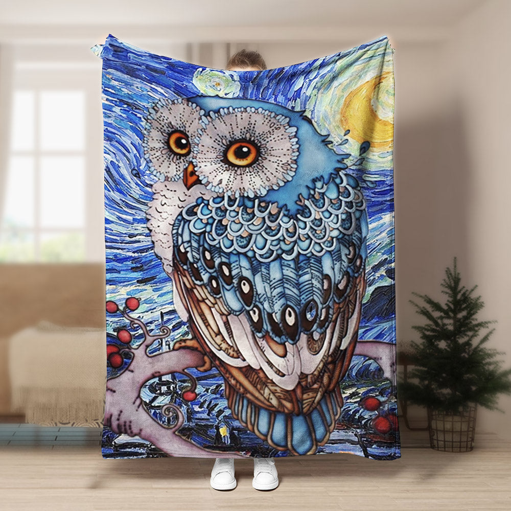 Owl DD260899F Sherpa Fleece Blanket