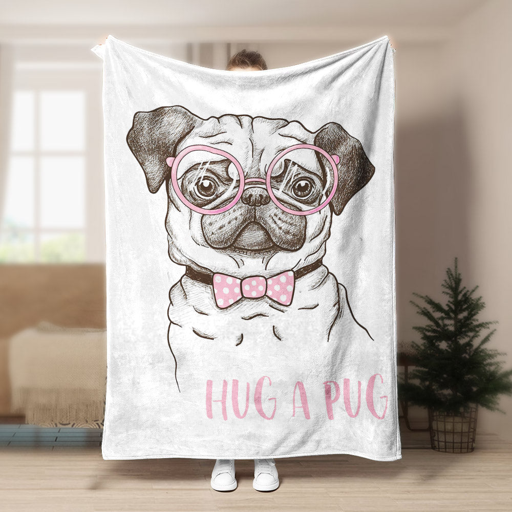 Pug CL140873MD Sherpa Fleece Blanket