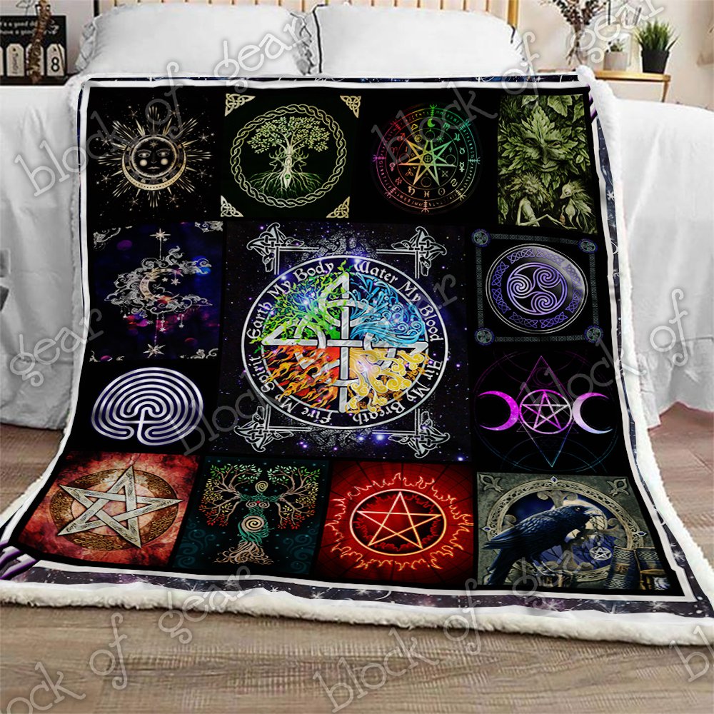 Pagan Symbols Wicca CL301204MDF Sherpa Fleece Blanket
