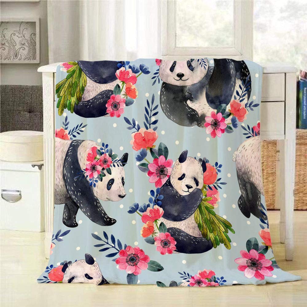 Pandas And Flowers CLA0910102F Sherpa Fleece Blanket