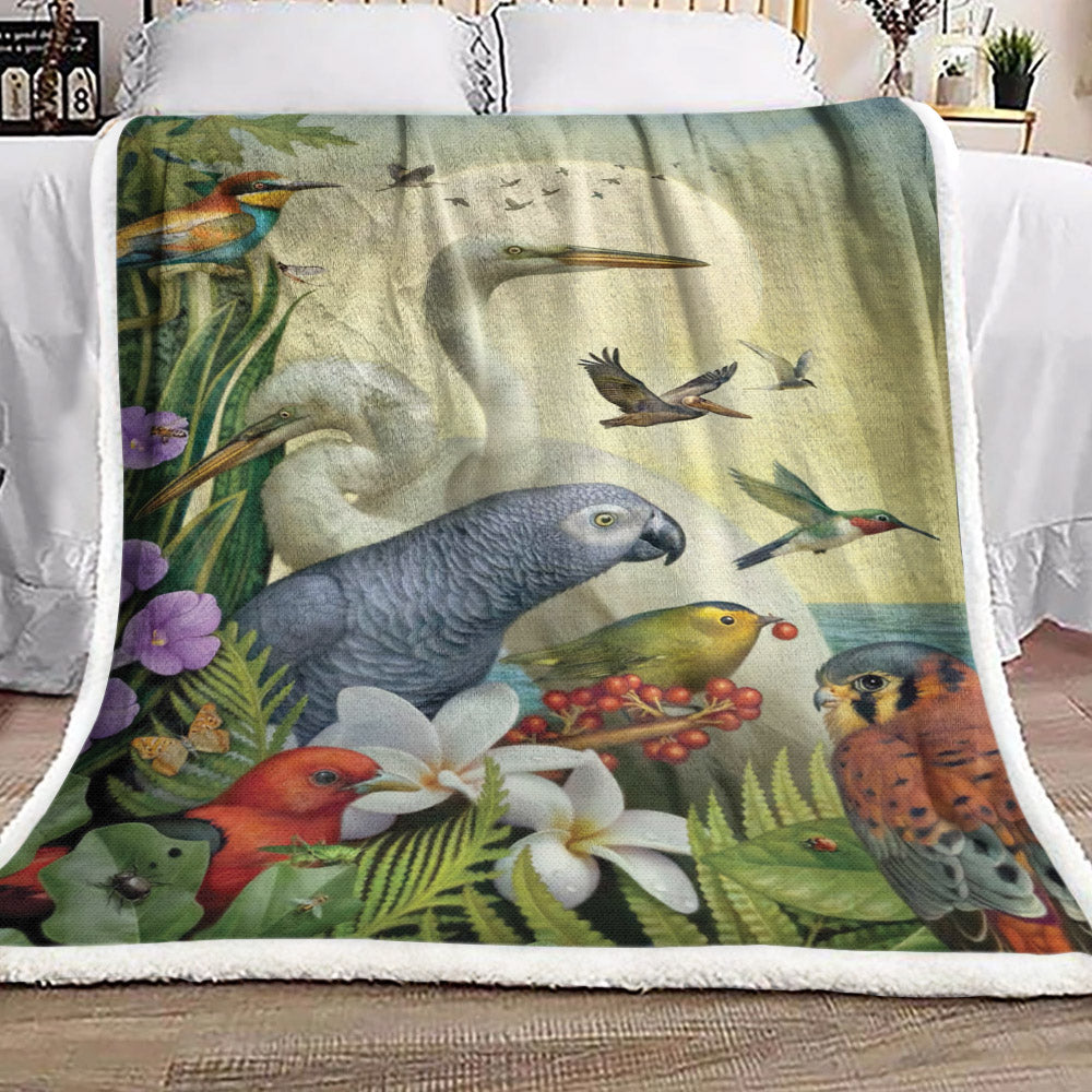 Parrot Hummingbird Stork DV1910175F Sherpa Fleece Blanket