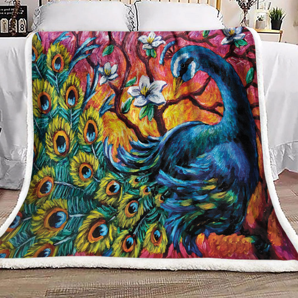 Peacock VD1311062F Sherpa Fleece Blanket