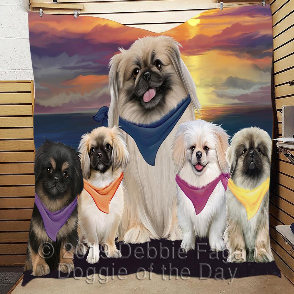 Pekingese Sunset Beach All CL18111237MDQ Quilt Blanket