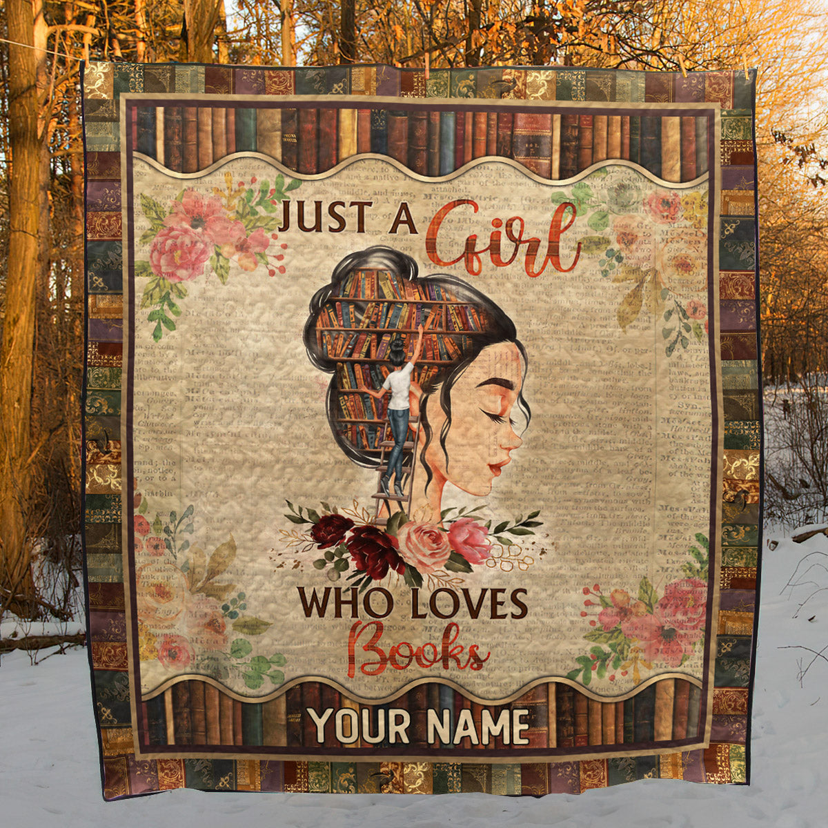 Personalized Just A Girl Who Loves Books Quilt Blanket TL170203