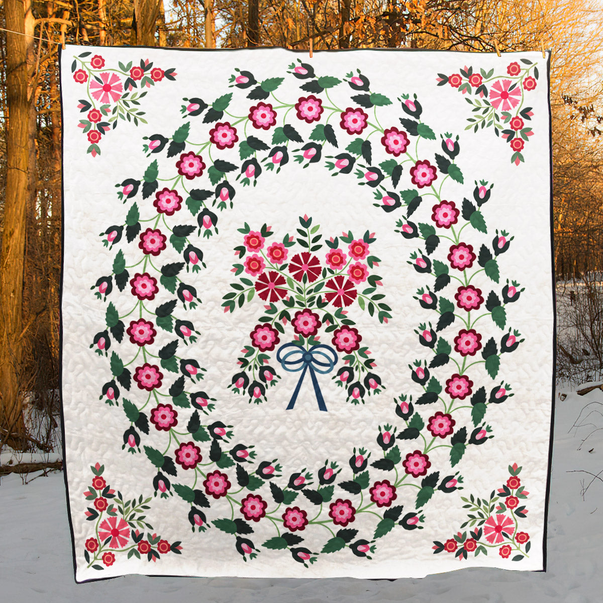 Pink Flower Garden CLA1710451Q Quilt Blanket
