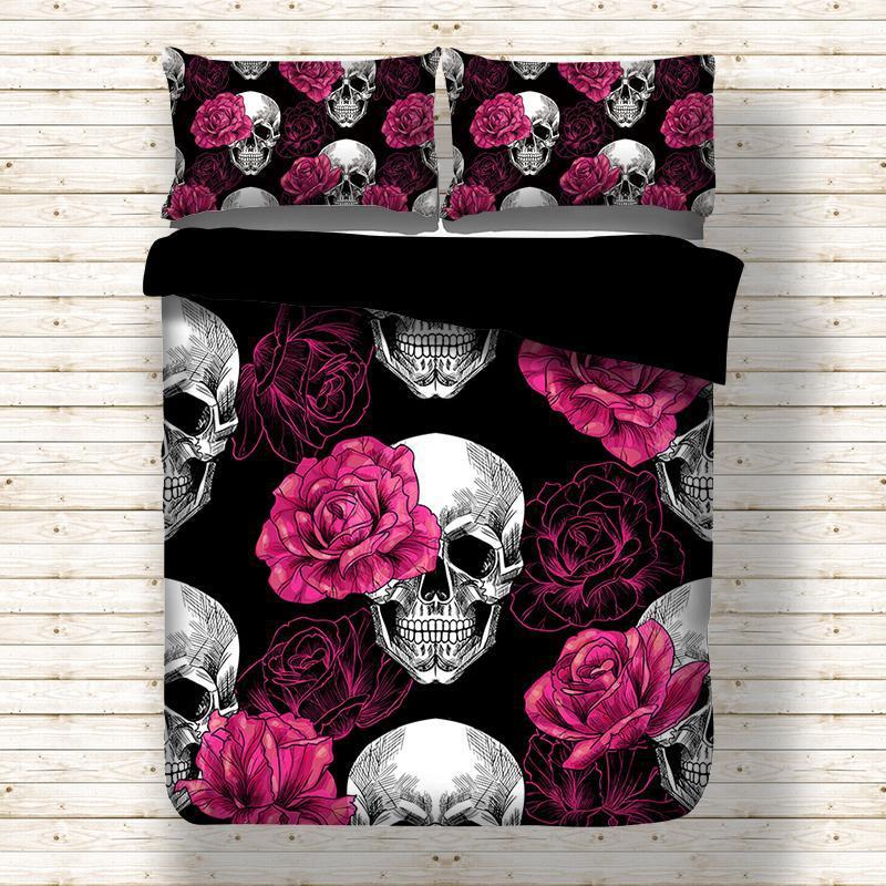 Pink And Black Skull CLM2410208B Bedding Sets