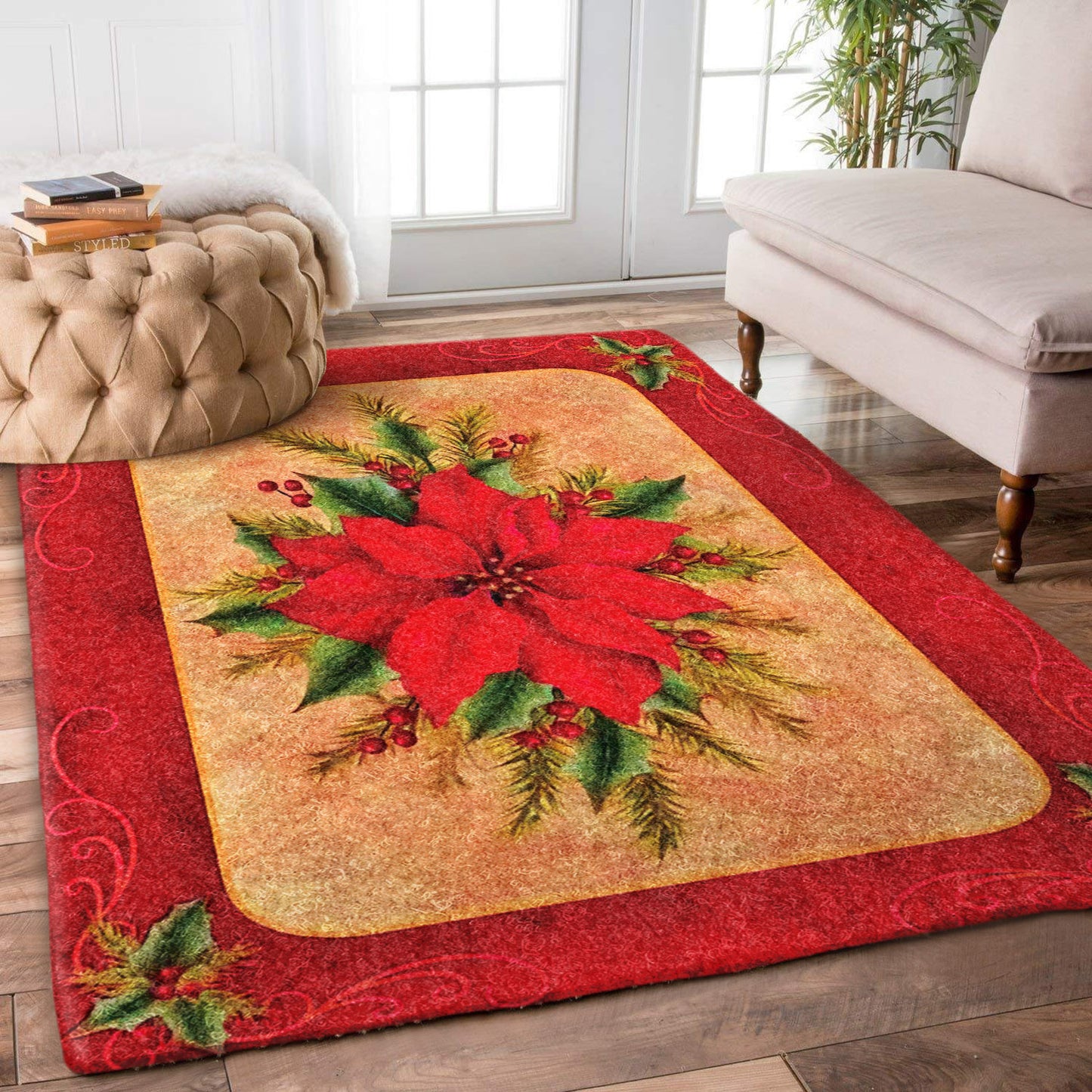 Poinsettia Christmas ML2110231R Rug