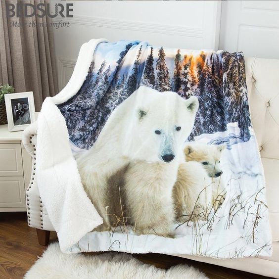 Polar Bear CLA0910087F Sherpa Fleece Blanket