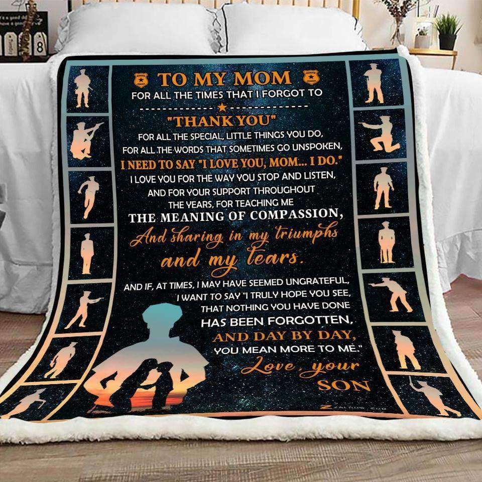 Police To My Mom Thank You CL11120950MDF Sherpa Fleece Blanket