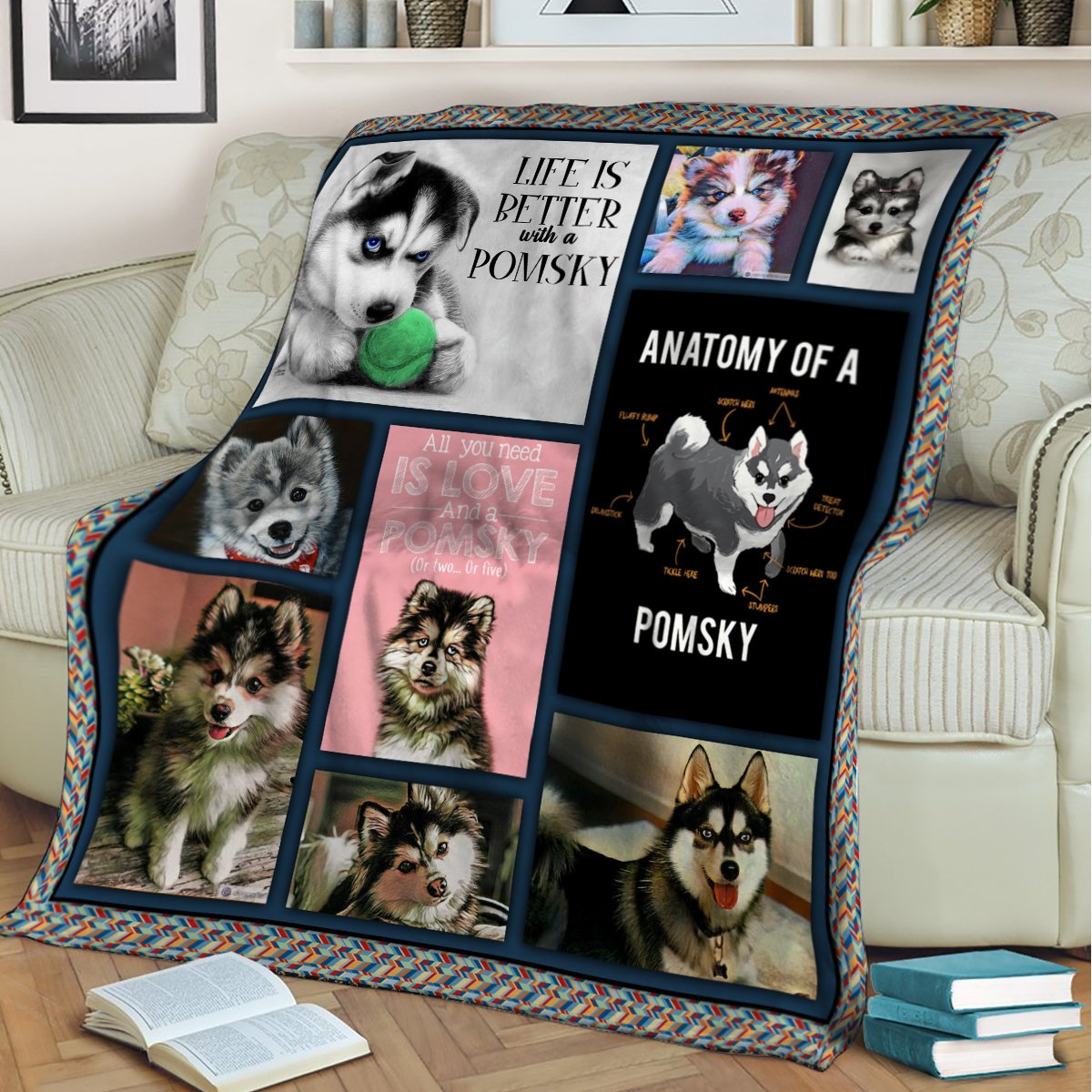 Pomsky Cute CL10100203MDF Sherpa Fleece Blanket