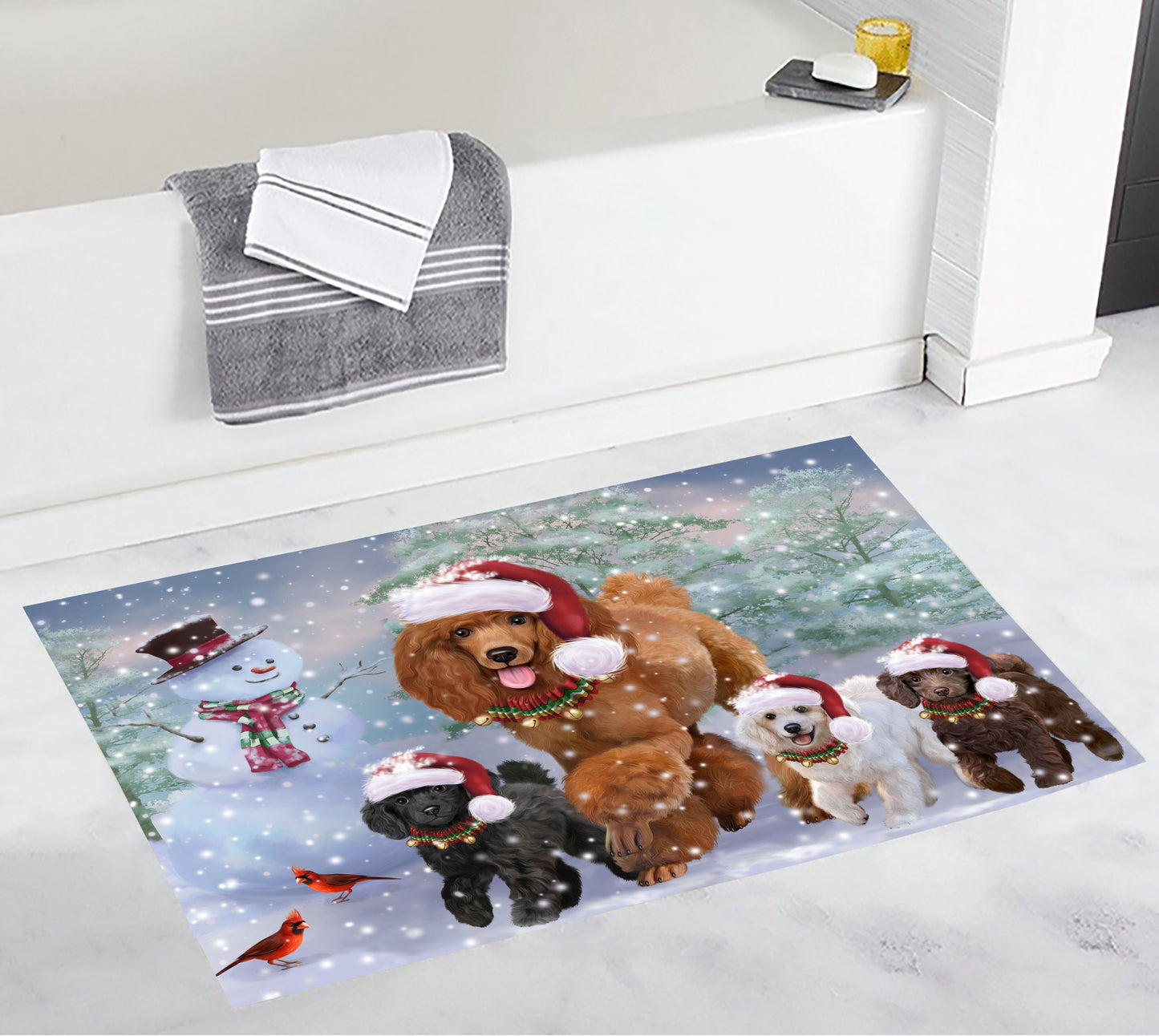 Poodle Christmas Dog Running CL18110754MDD Non-slip Door mats