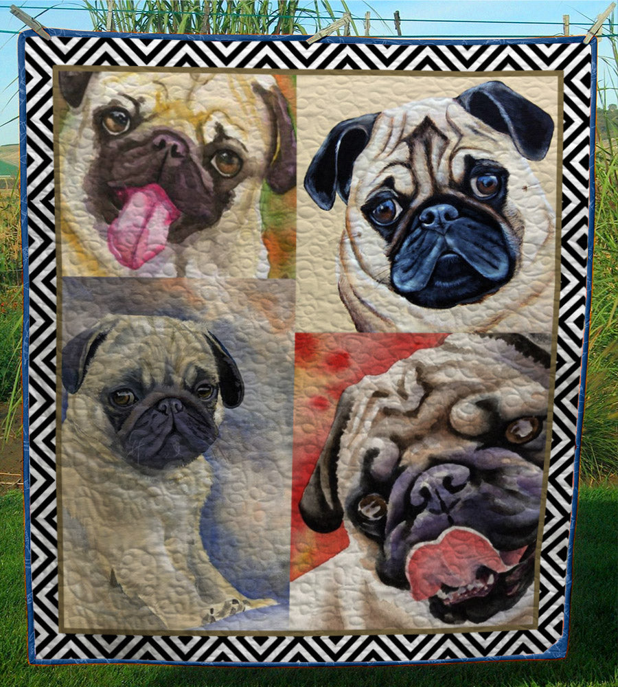 Pug Dog CL28101011MDQ Quilt Blanket