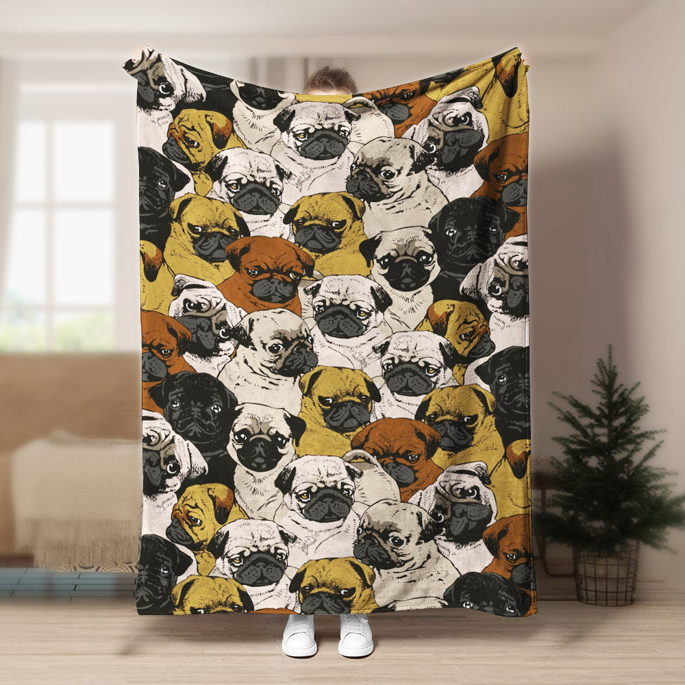 Pug BT300877F Sherpa Fleece Blanket