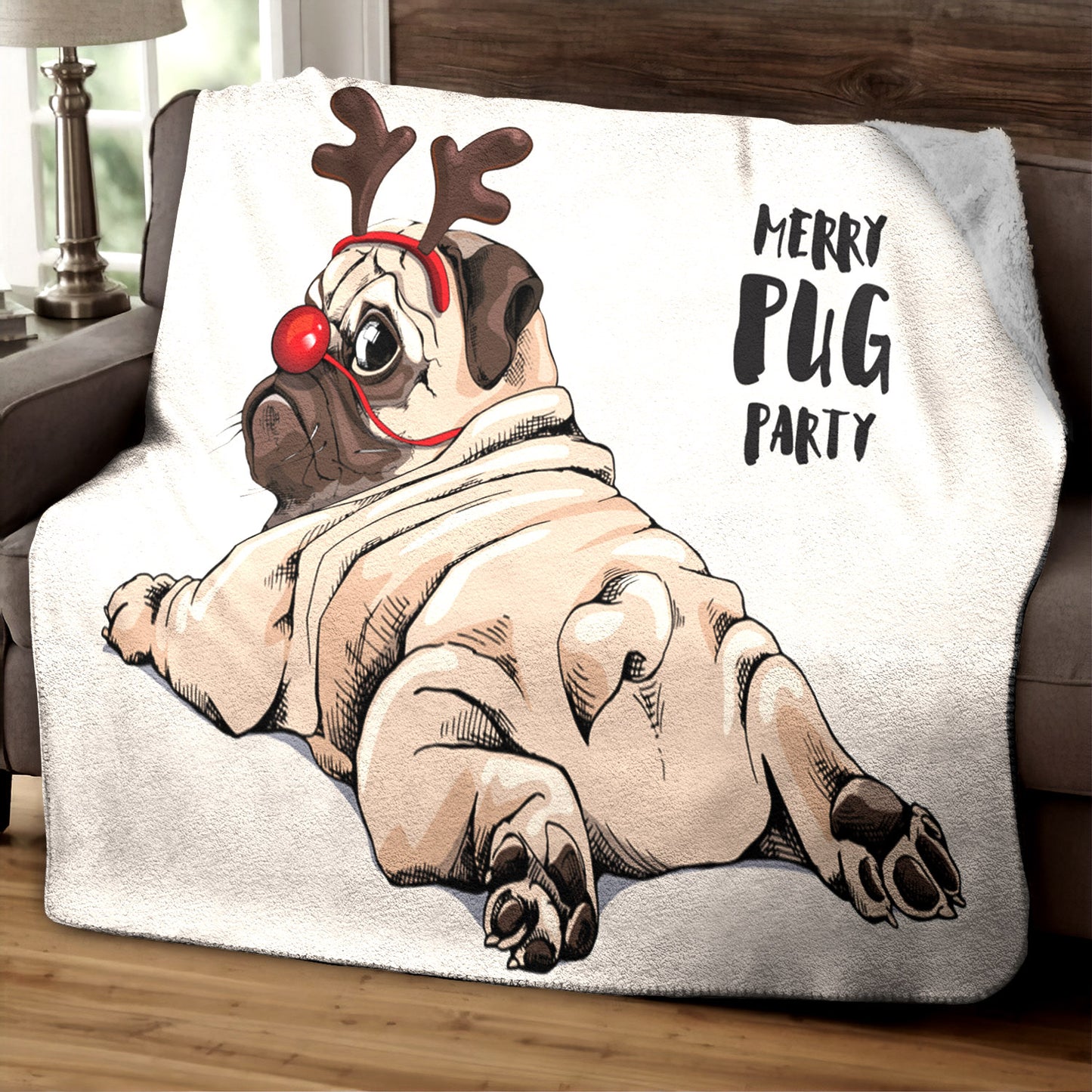 Pug CG270862F Sherpa Fleece Blanket