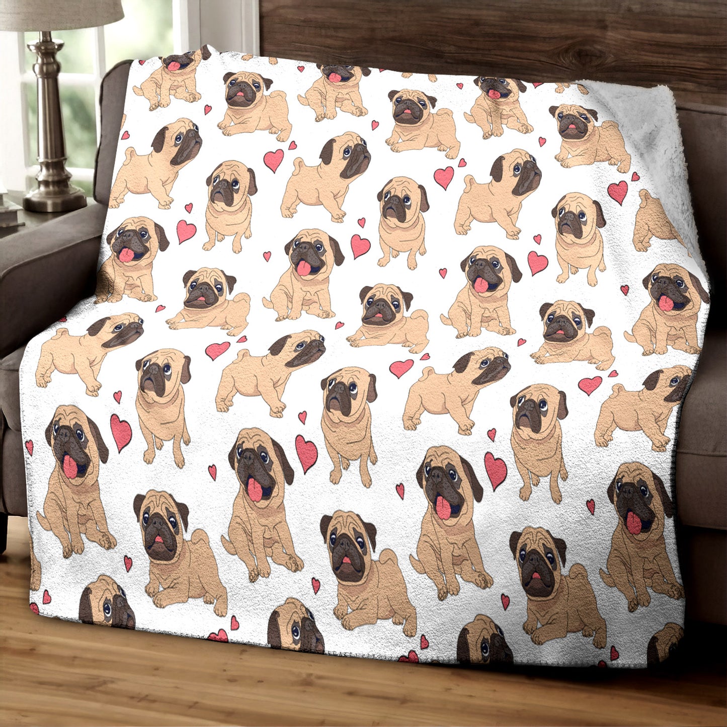 Pug CLP270852 Sherpa Fleece Blanket