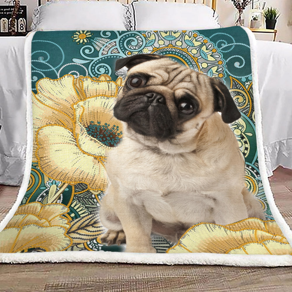 Pug TL1510146TT Sherpa Fleece Blanket