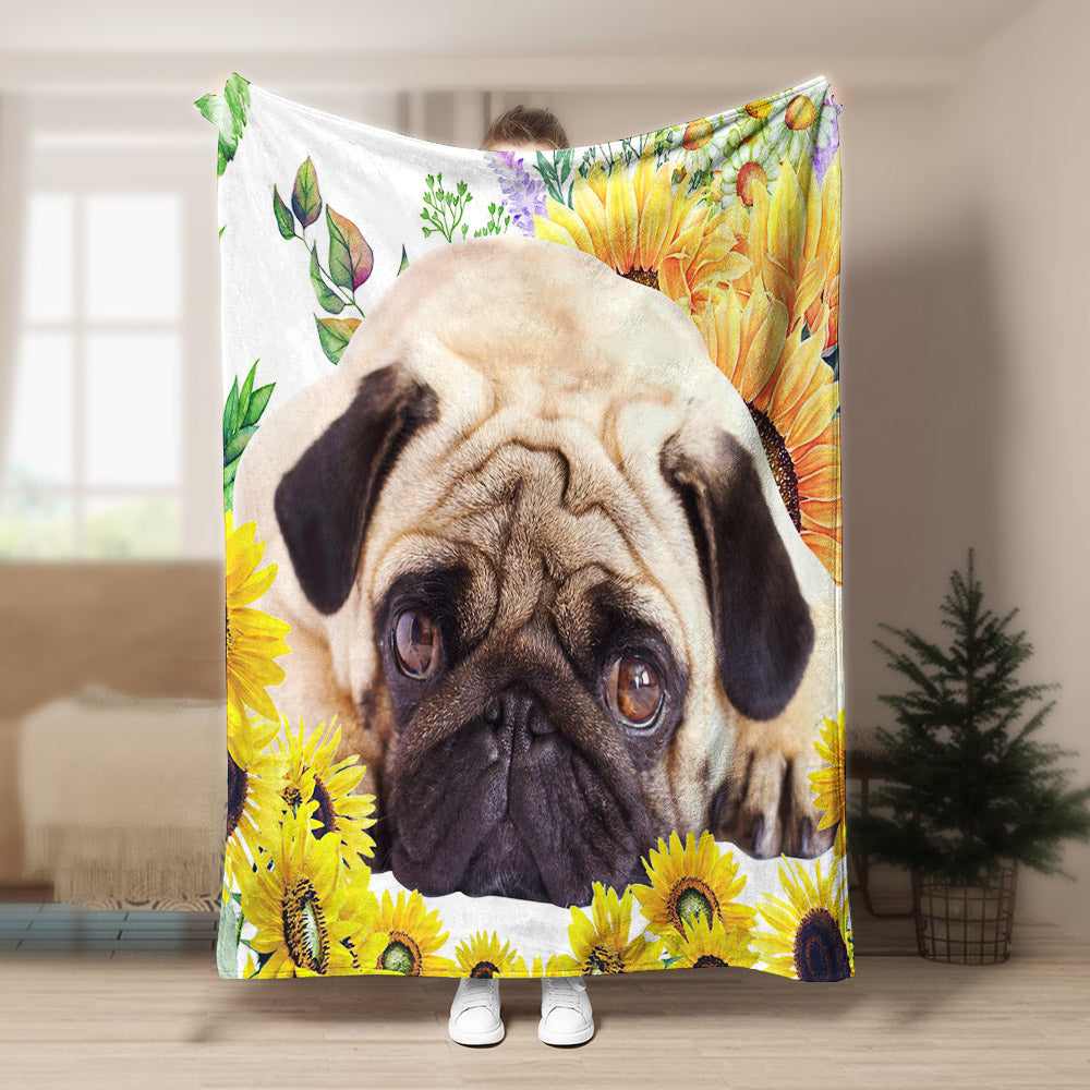 Pug TL270864F Sherpa Fleece Blanket