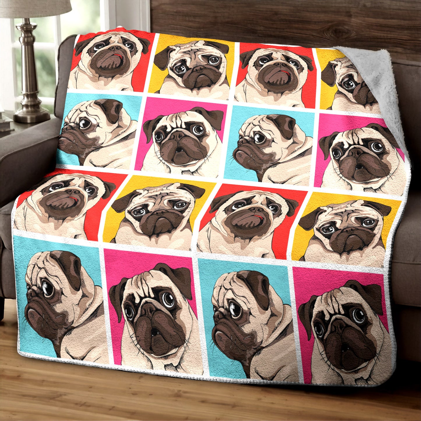 Pug TT0709116TM Sherpa Fleece Blanket