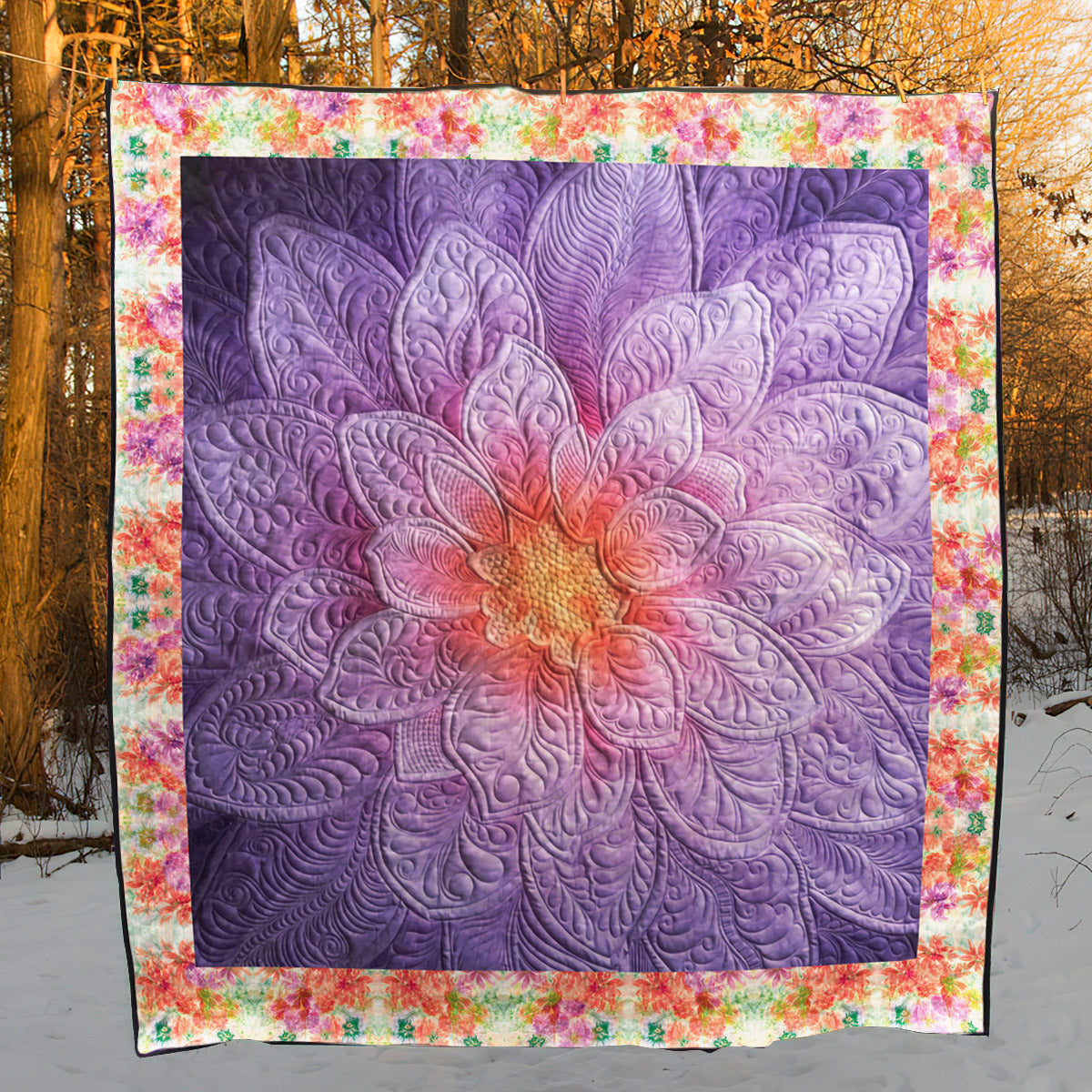 Purple Flower CLM1410072 Quilt Blanket