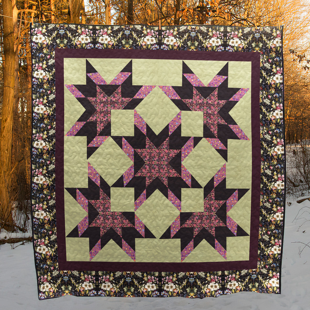 Purple Star CLM0312533Q Quilt Blanket