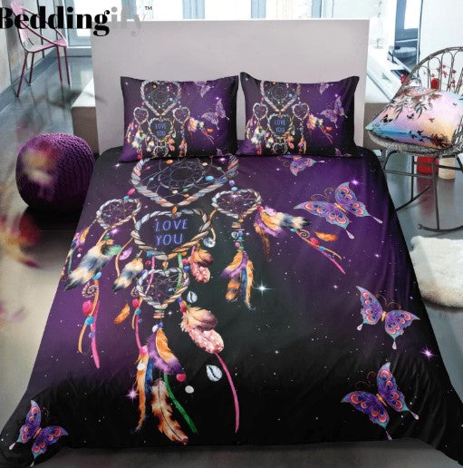Purple Butterflies Dreamcatcher CL24100222MDB Bedding Sets