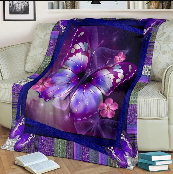 Purple Butterfly CLM3010395S Sherpa Fleece Blanket