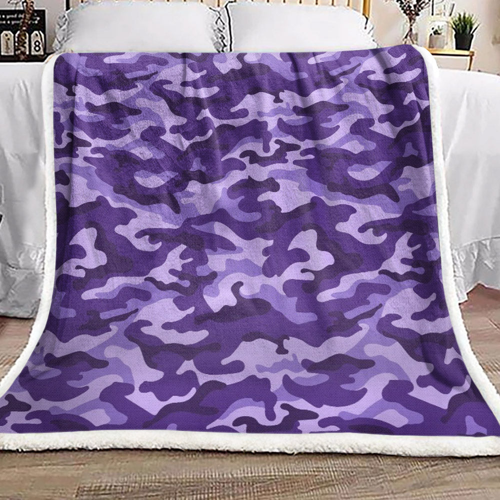 Purple Camouflage CL19100348MDF Sherpa Fleece Blanket