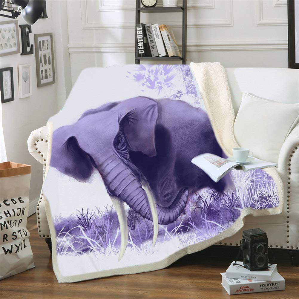 Purple Elephant CLA1110059F Sherpa Fleece Blanket