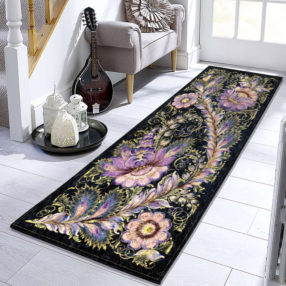 Purple Flower DD081079RU Runner Rug