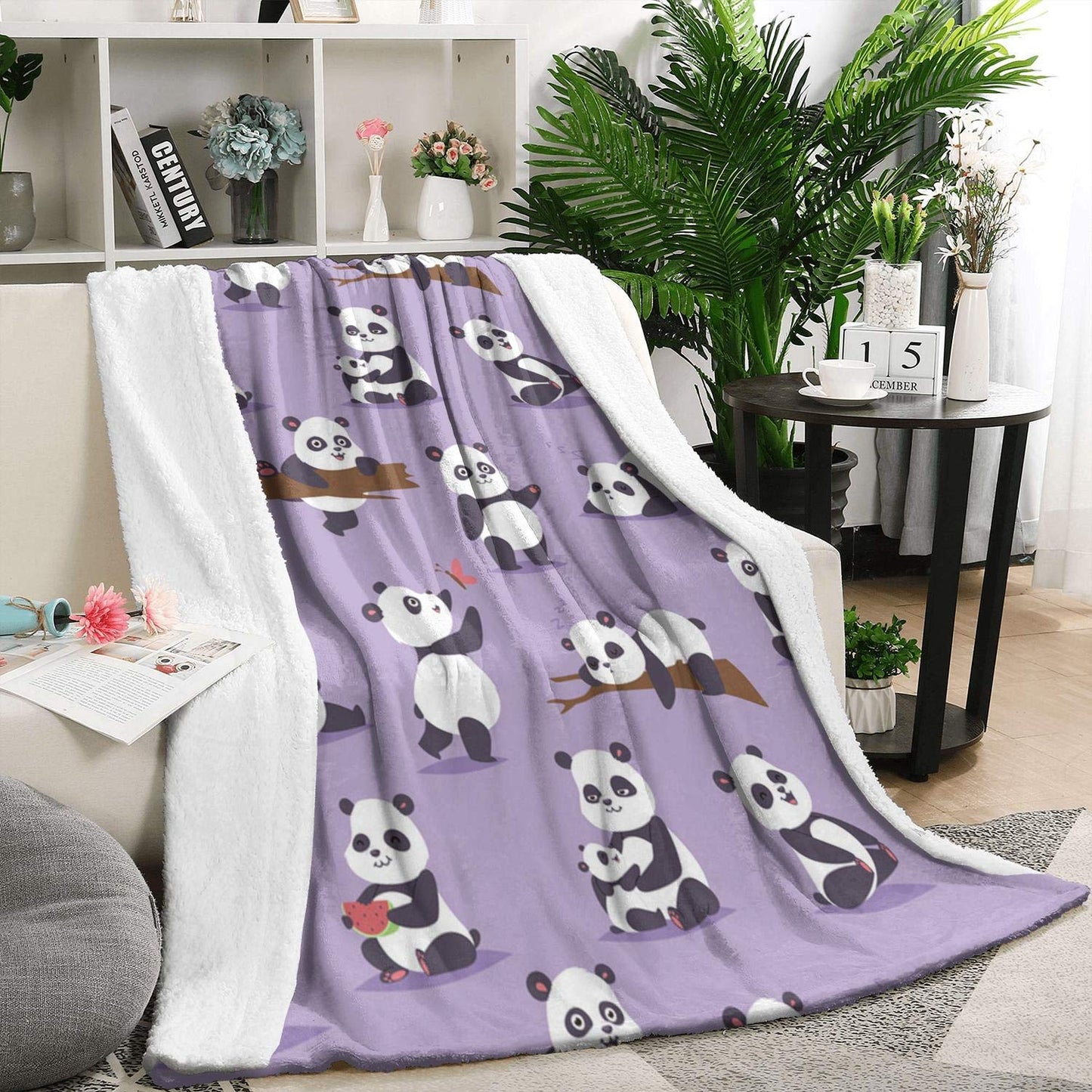 Purple Panda CLA1110058F Sherpa Fleece Blanket