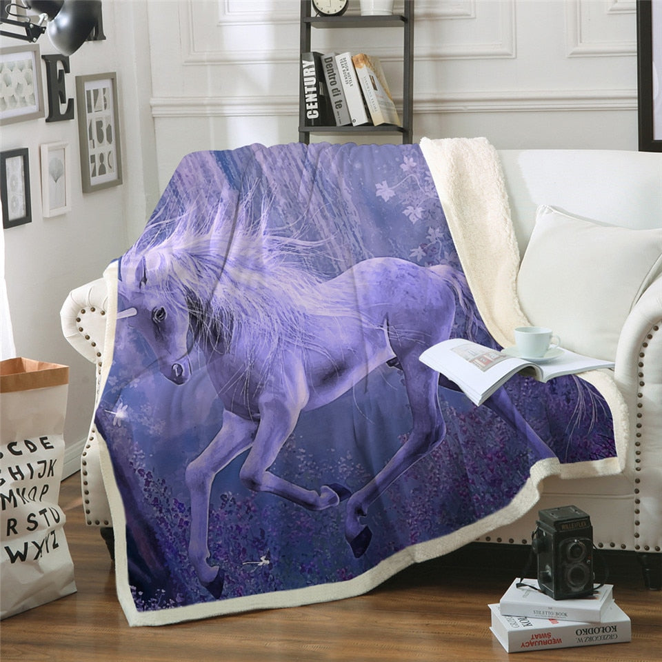 Purple Unicorn CLH2210091F Sherpa Fleece Blanket